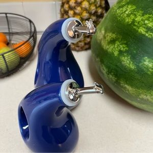Rachael Ray Solid Glaze Ceramics Oil & Vinegar Dispenser 2 piece set in Blue